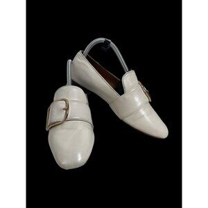 Venilla Suite Leather Loafer Beige Gold Buckle Retro Shoes Women’s Size 38